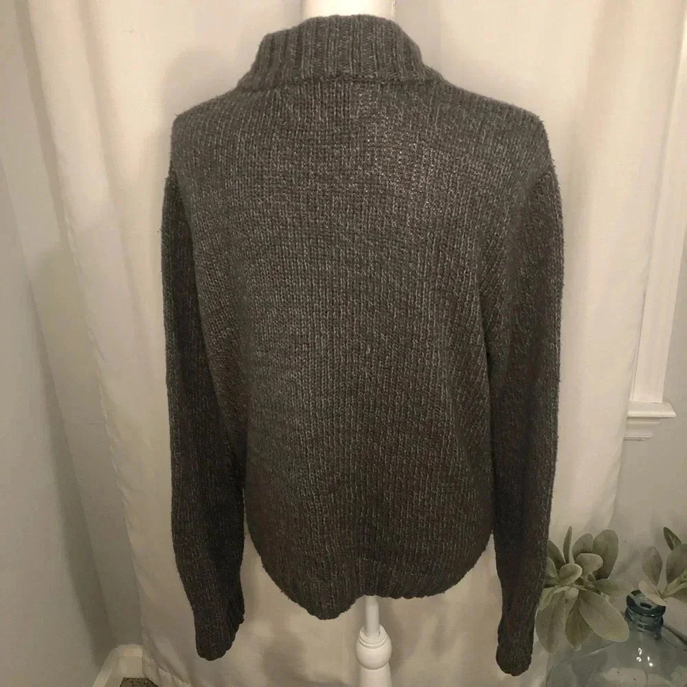 Penguin Gray Cotton Pullover Knit Pullover V-neck Sweater Size XL - Picture 4 of 11